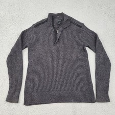 Calvin Klein Jeans 1/4 Zip Sweater Mens Medium Gray Mock Neck Ribbed Pullover