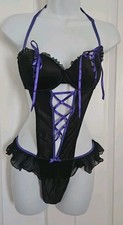 Frederick's Of Hollywood Victorian Goth Teddy One Piece Lace Up Bra Size Large
