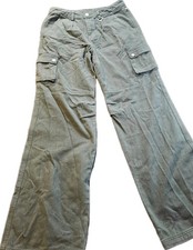 Green Wide Leg Womens Cargo Pants SZ6 PDC052252 Casual,Outdoors,Hippie,Grunge