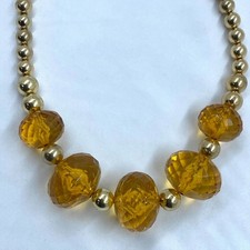 QVC Goldtone Bold Golden Faceted Crystal Polished Bead Necklace