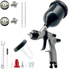 Professional HVLP Paint Spray Gun Kit with 1.3mm & 1.8mm Nozzles and Large Cups