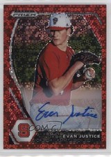 2021 Panini Prizm Draft Picks Red Donut Circle 81/99 Evan Justice Auto 0a7