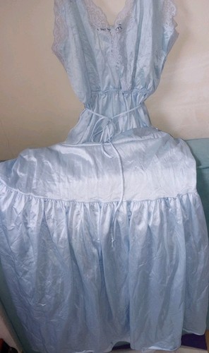 Vestido largo vintage Interludes By Cira M brillante nailon spandex barrido tumbona - Imagen 5 de 7