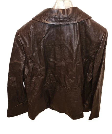 NWT Pendleton Plus 2X Croc Embossed Brown Leather Blazer Jacket Y2K Vintage - Image 3 of 3