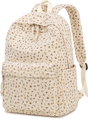 Large Corduroy School Backpack for Teens 17-inch Laptop Bag for Girls Boys