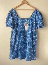 Rhode X Target Womens 2XL Blue embroidered Eyelets puff sleeve Babydoll Dress