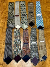 Lot Of 10 Top Brand Variety Mens Silk Textured Ties Variety Of Colors/ Patterns