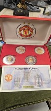 Manchester United 1999 Treble 4 Coin Set .999 Silver 24ct Gold Plated COA Box