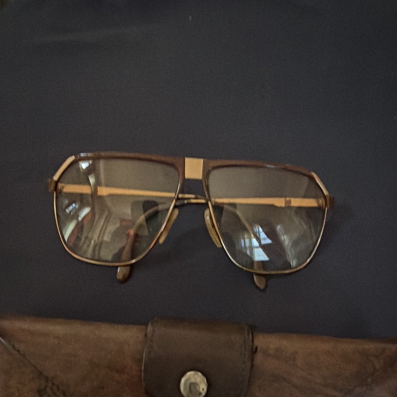 Vintage Aviator Metal Full Rim Eyeglasses Frames Brown Solid w/ Case