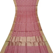 Namaste Vintage Pink Sarees 100% Pure Silk Woven Indian Sari 5YD Craft Fabric