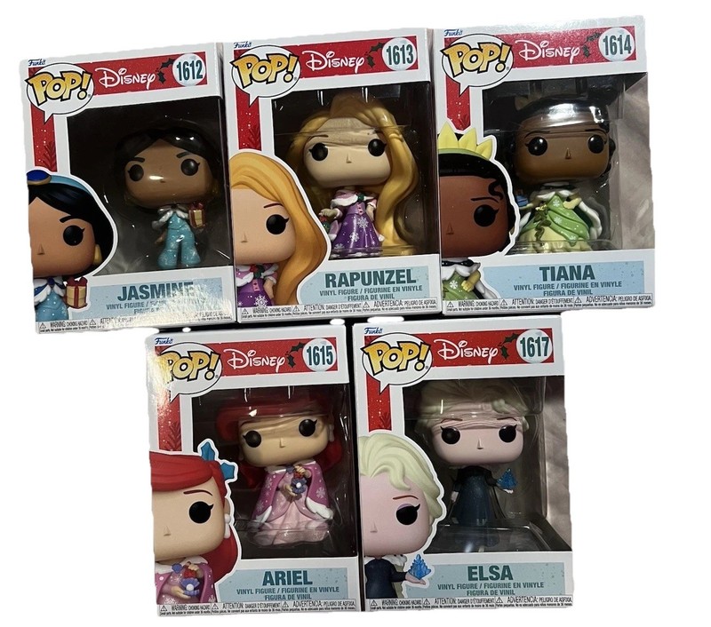 Funko Pop! Disney Princesses Holiday Lot of 5 Vinyl Figures Boxed Unopened