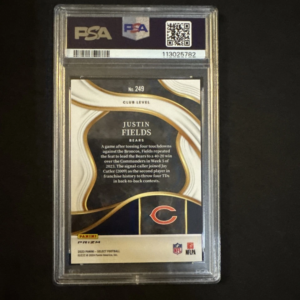 2023 Panini Select - Club Level Justin Fields #249 Gold Disco Prizm /10 PSA 9 - Image 2 of 2