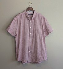 Ben Sherman Mens XXL 2XL Red White Gingham Check Short Sleeve Button Down Cotton