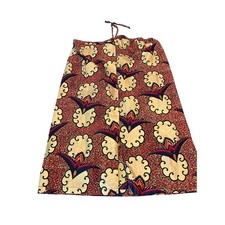 The African Village Cotton Wax Print Wrap Skirt Red Yellow Black Free Size