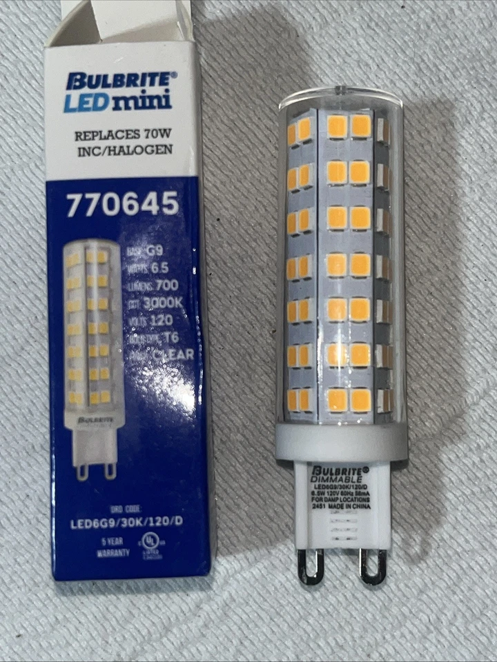 Bulbrite 70W Equivalent G9 Bi-Pin 3000K 700lm LED Mini Light Bulb - Image 2 of 4