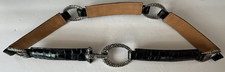 Brighton Black Croc Embossed Belt Patent Leather Silver Tone Hook B60193 Size 36