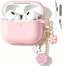 Cute Pink Case for Airpods Pro 2nd/1st Generation Cover for Girl Women with Pom