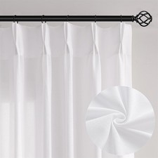 White Pinch Pleat Linen Curtains 84 Inches 40"W x 84"L Pack of 1 ,