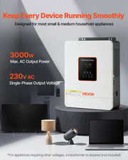 3000W Hybrid Solar Inverter 24V to 230V Pure Sine w/ 80A MPPT