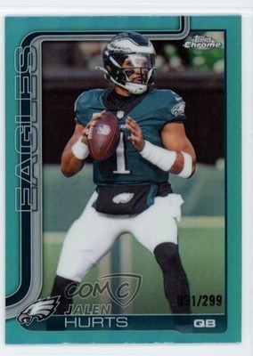 2025 Topps Chrome Teal Refractor 91/299 Jalen Hurts #247 0ti4