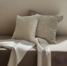 Chenille Decorative Pillow 22”x22” Ivory Set of 2 Pillows OB