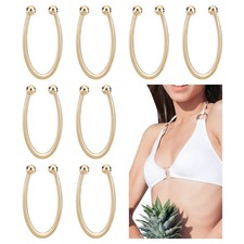 8 Pcs Bikini Closure, Light Gold Metal Strap Hooks Alloy Bikini Pins Clips U ...