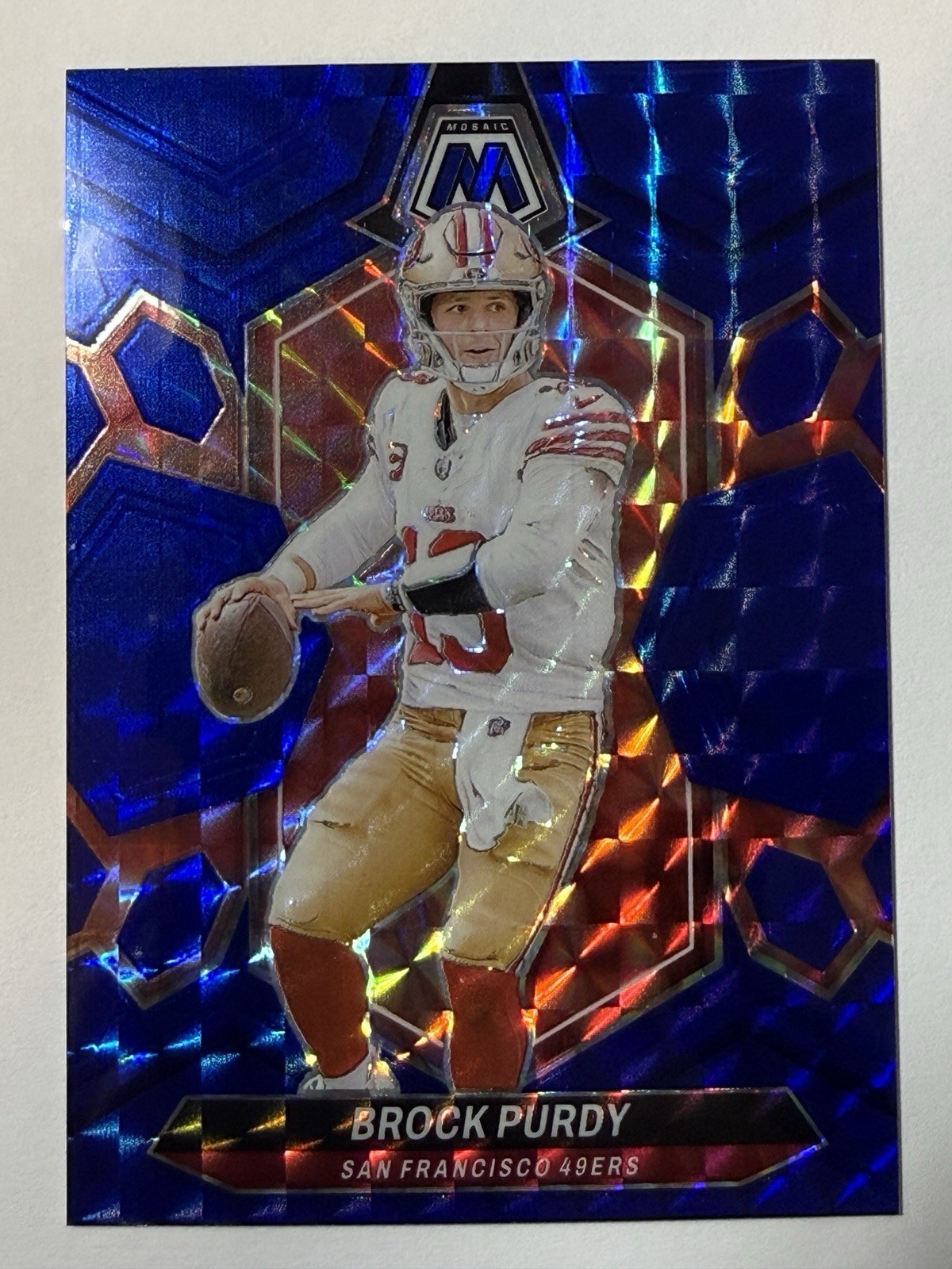 2024 Panini Mosaic Blue Mosaic #190 Brock Purdy /99 San Francisco 49ers SP