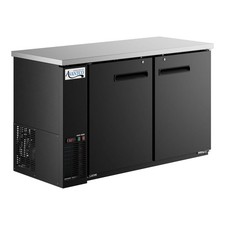 60" Black Counter Height Narrow Solid Door Back Bar Refrigerator with LED Lighti