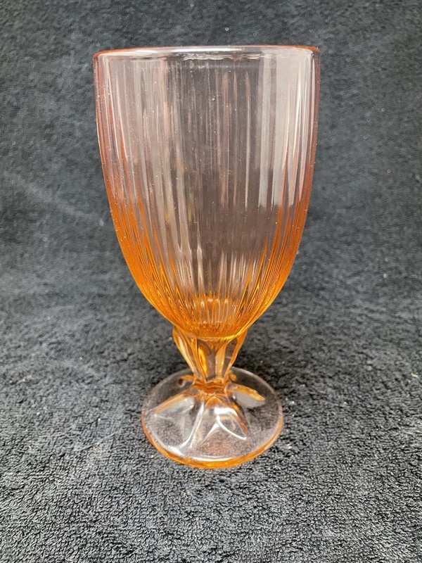 Fostoria Monet pink water goblet.