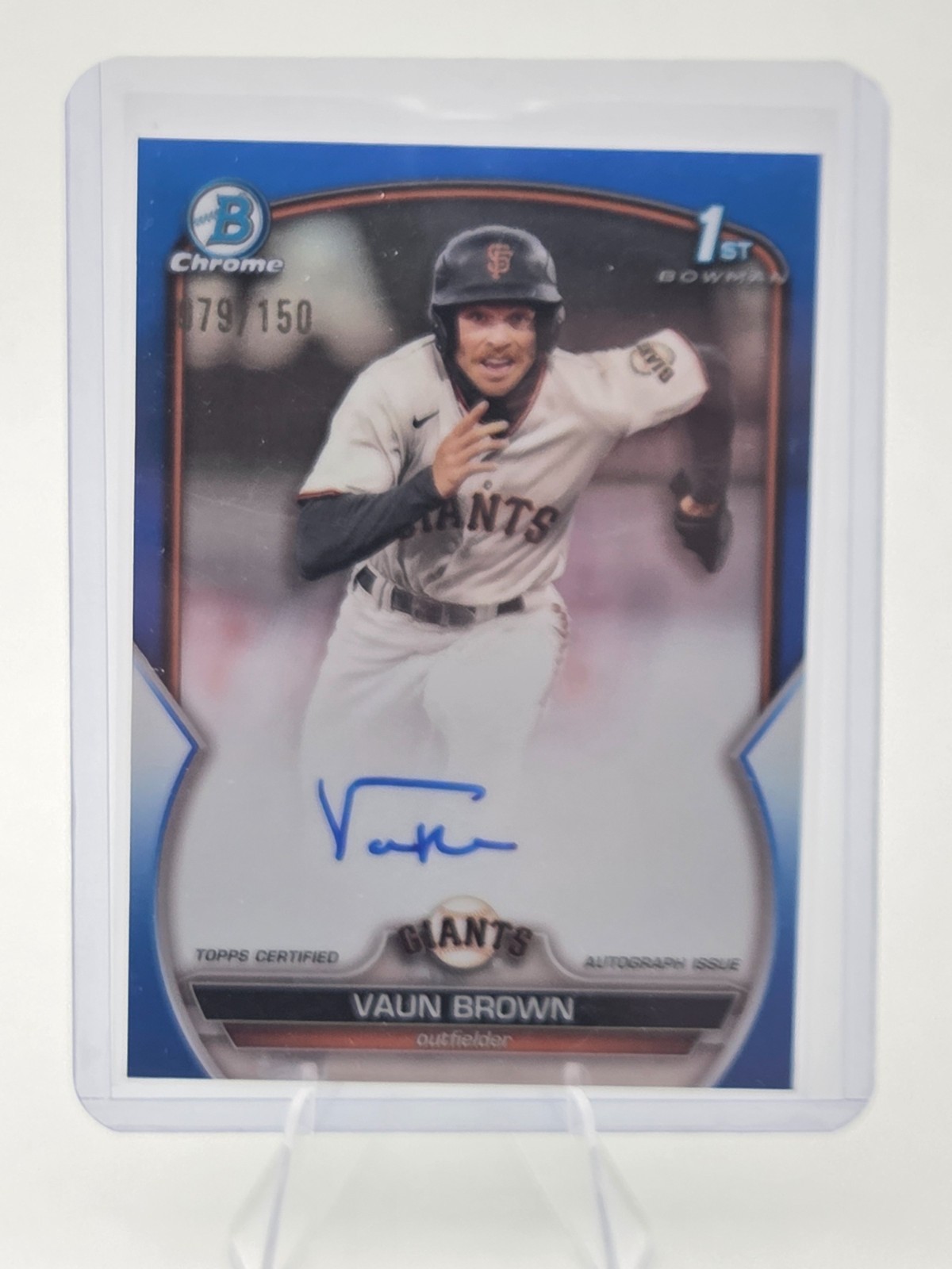 Vaun Brown 2023 Bowman Chrome /150 Auto True Blue  Refractor 1st Bowman