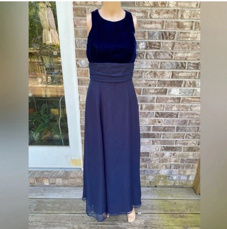 Винтажный 90-х бархата и шифона Jordan готики гранж официальный бальное платье выпускного вечера - Изображение 3 из 4