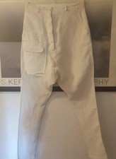 Rundholz Dip Leinenhose Weiß Oversize Avantgarde Baggy Designer