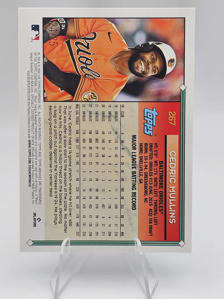 2024 Topps Archives Cedric Mullins Blue Foilboard /25 Baltimore Orioles #267 SP  - Image 2 of 2