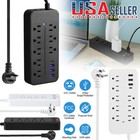 Multi Outlet Wall Mountable Protector Power Strips With 3 USB Ports 4/8 Plugs US