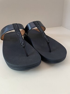 Wobbleboard Navy Flipflops Size 11 Walking Comfort Sparkle