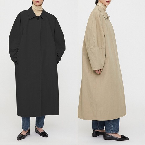 TOTEME Unisex Silhouette Einknopf Fledermausärmel Trench Retro lockerer Mantel - Bild 12 von 15