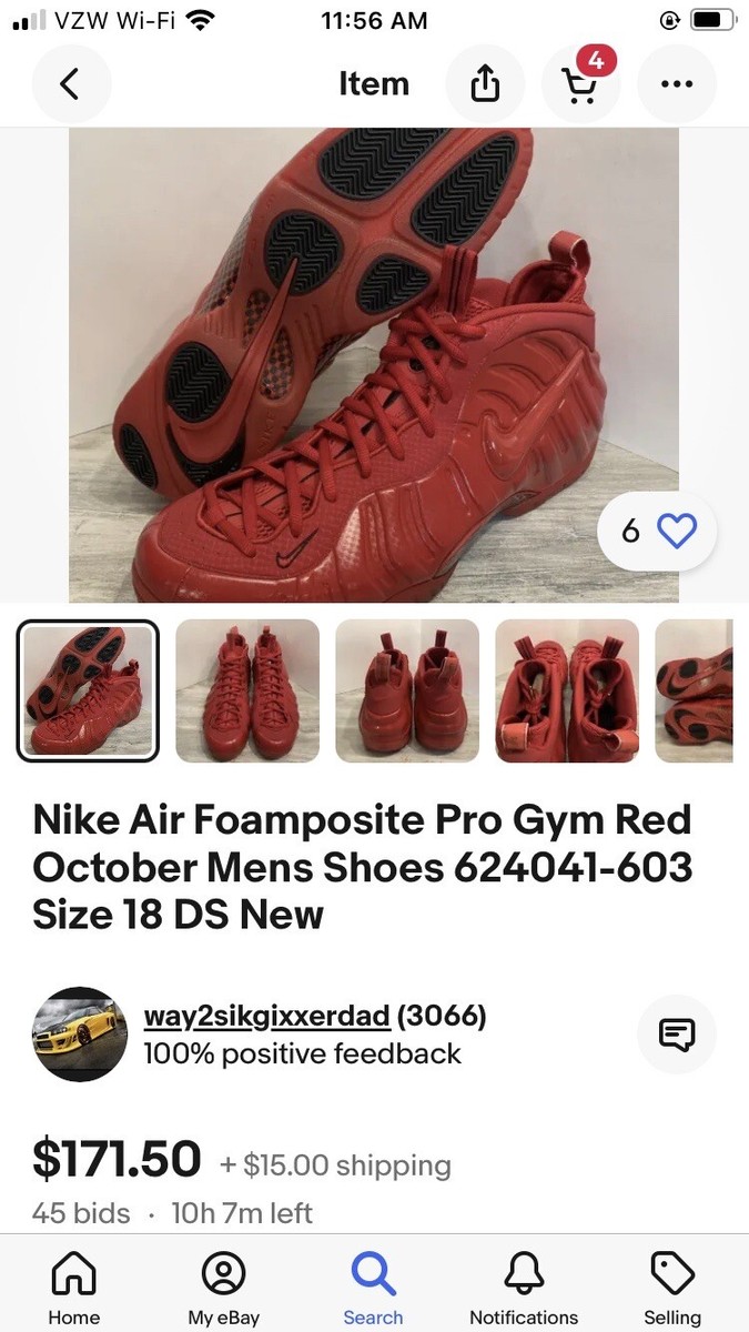 NIKE ,Men,Snickers,Red,Sz us 18, air foamposite pro gym, non  display picture 3