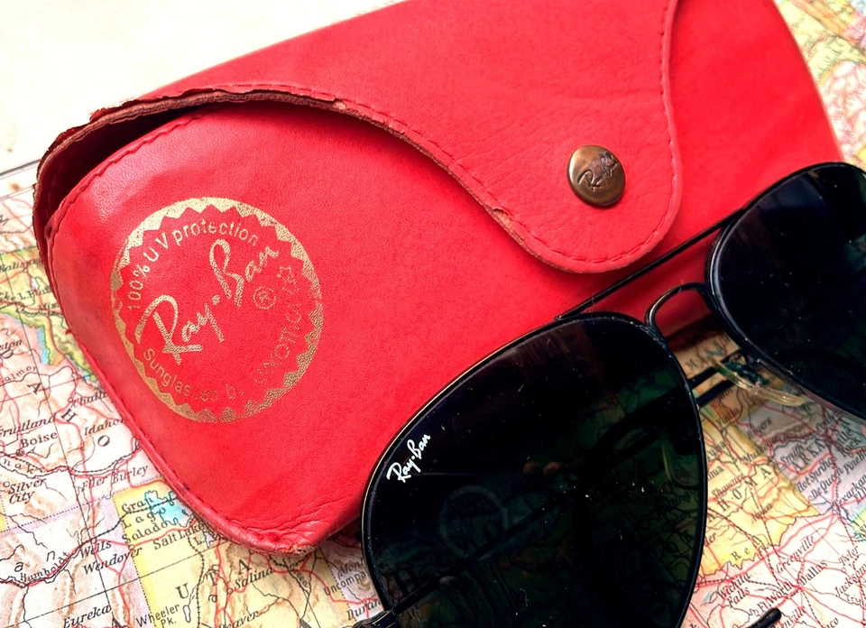 Vintage Ray-Ban B&L Lunettes de Soleil Avec / Original Cuir Rouge Étui, 80 `S ( - Photo 4/4