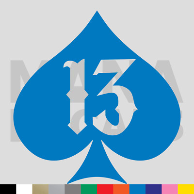 13 Spade Motorcycle Decal Sticker – Vinyl Biker Rockabilly Retro Hot Rod – 4" Waterproof
