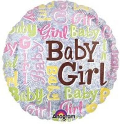 Baby Mädchen holografischer Feier Anagramm runder Folien Helium Ballon 18''