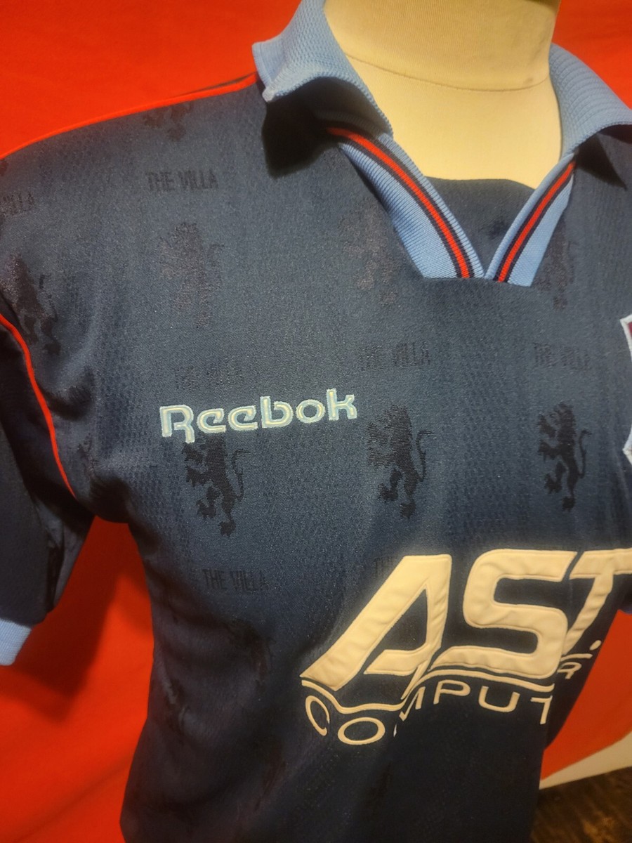 Aston Villa VINTAGE Jersey Mens 38/40 Blue Reebok Away Top AST