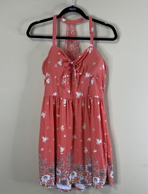 Y2K No Boundaries Babydoll Dress SZ Large Salmon Orange Pink Floral Knee  Length | eBay