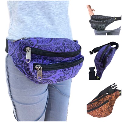 Bauchtasche Gürteltasche Sidebag Hipbag Canvas Baumwolle Paisley Print 3 Fächer