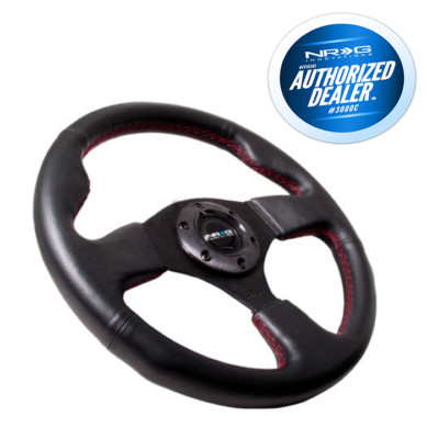 NRG Steering Wheel Race Leather with Red Stitch 320mm Type-R Style RST-012R-RD