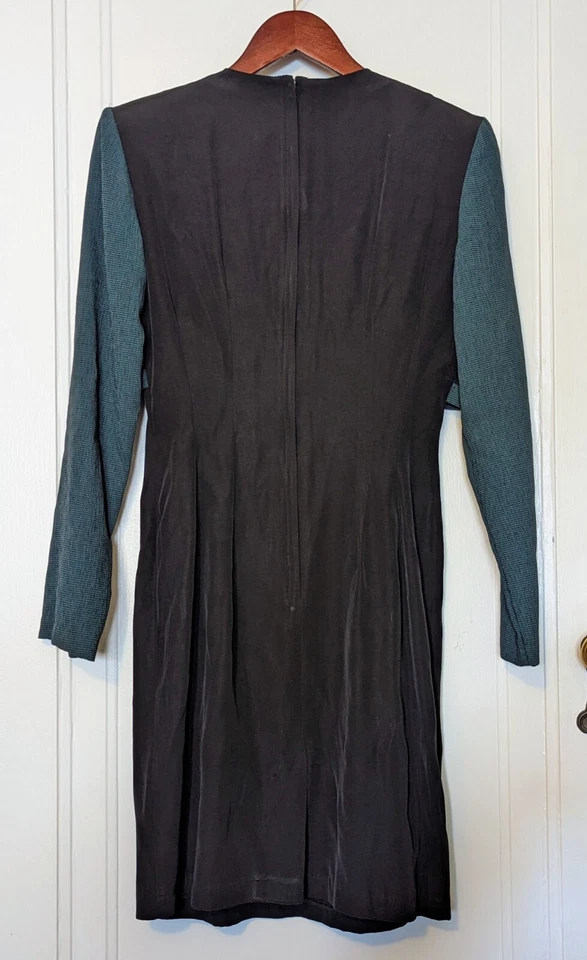 Mini Vestido Vaina Vintage Brioche California Negro Y Verde Botón Grande Talla 3/4 Foto 2 de 3