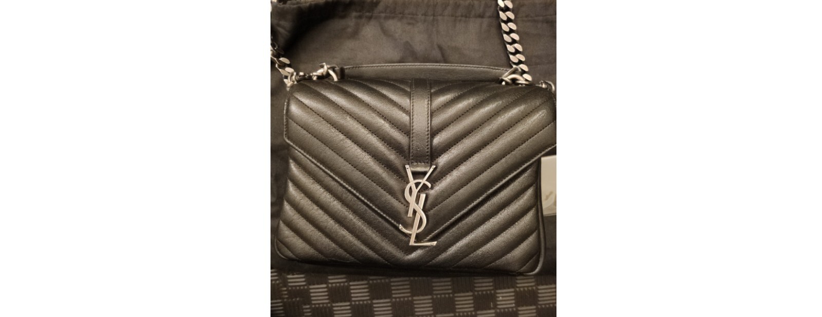 Borsa college media nera YSL Yves Saint Laurent ottima