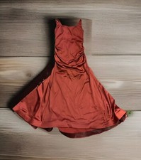 NWT Davids Bridal Galina Bridesmaid Cinnamon Charmeuse Long Formal Dress Size 14