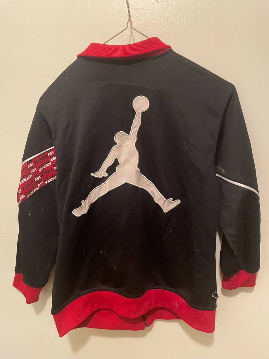 Vintage NIKE AIR JORDAN Boy's Black / Red FULL ZIP POLYESTER