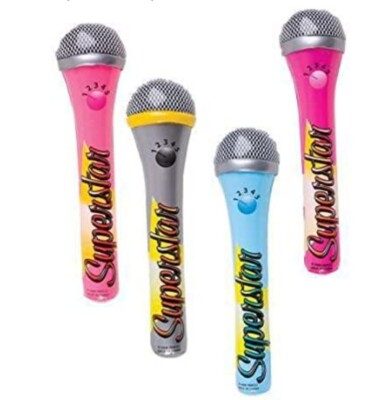 6 Microphone Inflate 15'' Superstar Fun Party Favor Birthday Prizes  