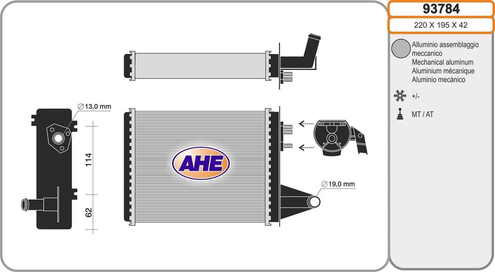 Radiateur de chauffage Fiat Palio Weekend 1.9 D 1.6 16V bloc thermique habitacle